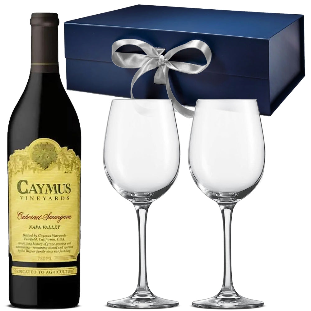 Caymus Napa Valley Cabernet Sauvignon Gift Set with Elegant Wine Glasses - Bottle Engraving