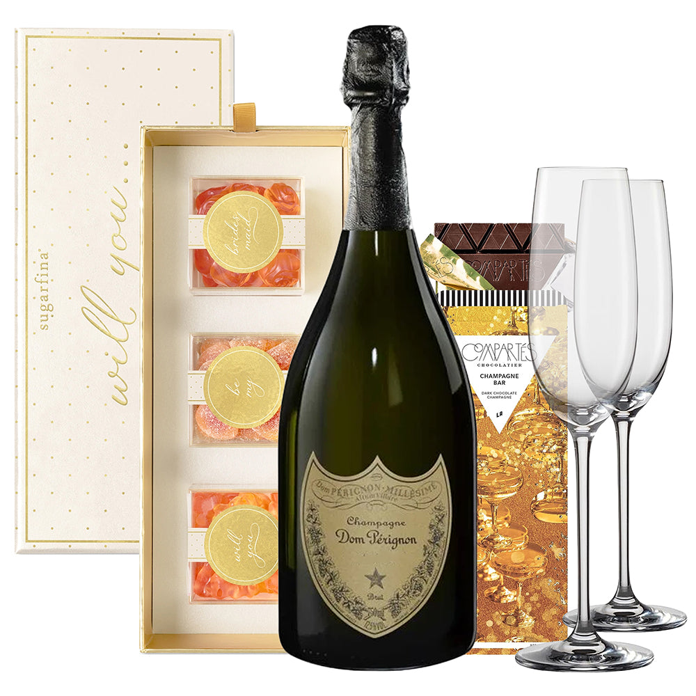 Dom Pérignon Vintage Champagne Luxury Wedding Celebration Gift Set | Bottle Engraving