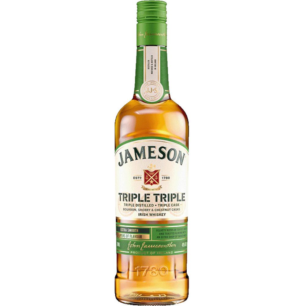 Jameson Triple Triple Irish Whiskey Triple Distilled | Bottle Engraving LLC