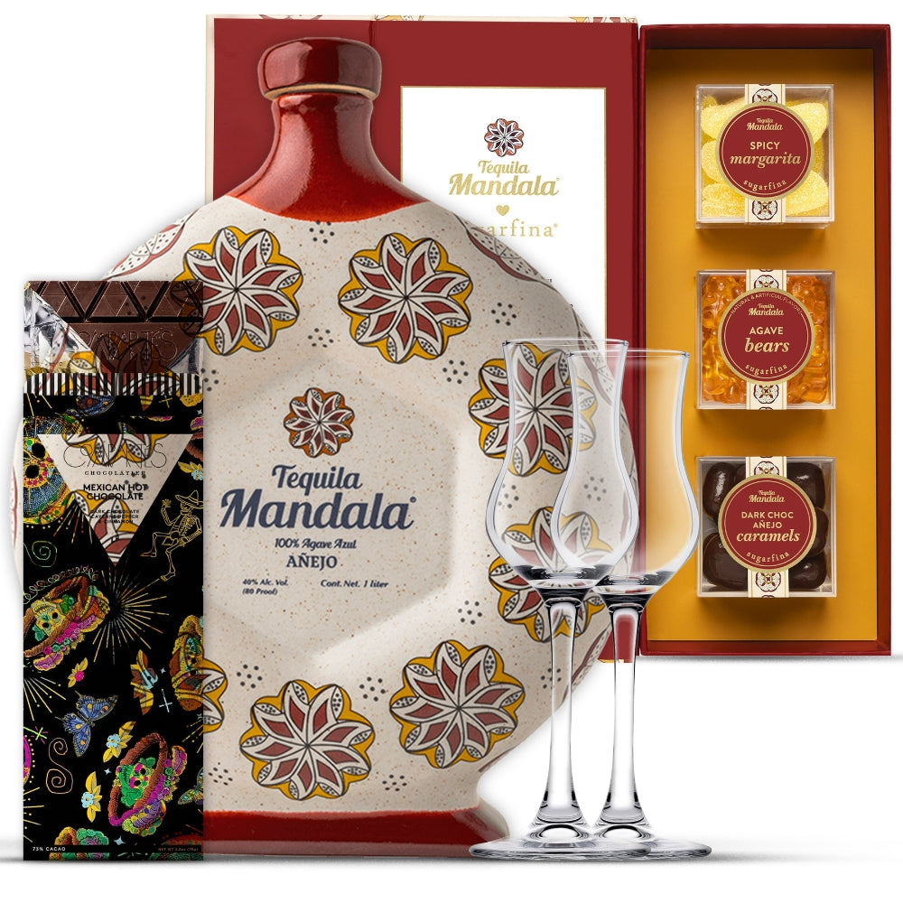 Mandala 100% Agave Azul AÑEJO (Traditional Design) Luxury Gift Set | Bottle Engraving