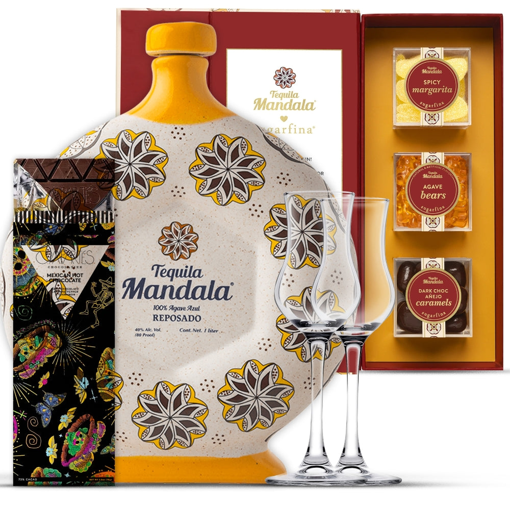 Mandala 100% Agave Azul Reposado Tequila Luxury Gift Set | Bottle Engraving