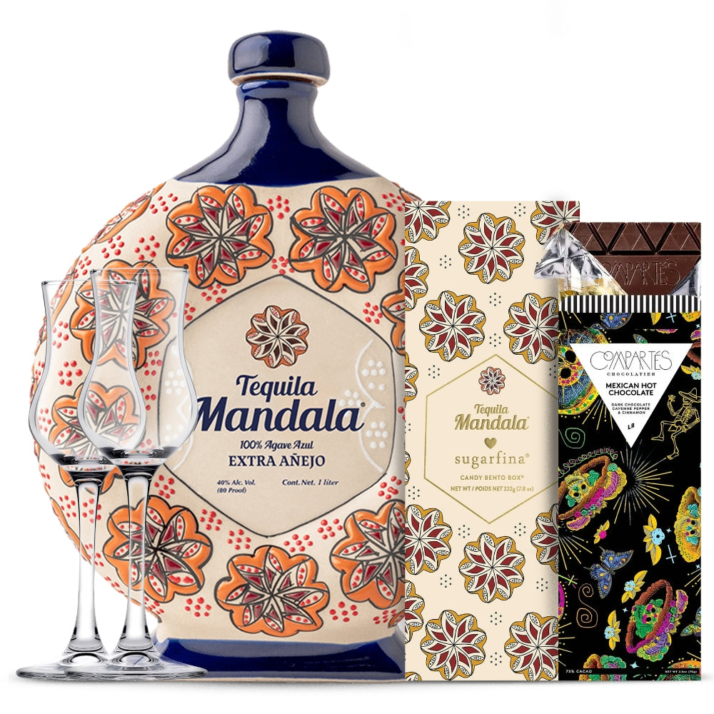 Mandala 100% Agave Azul Extra AÑEJO Tequila Luxury Gift Set | Bottle Engraving