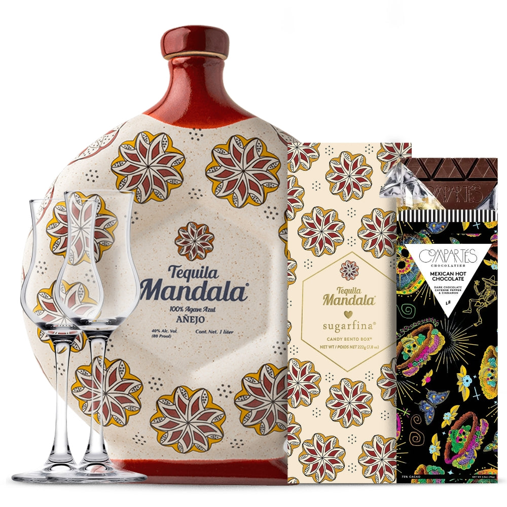 Mandala 100% Agave Azul AÑEJO (Traditional Design) Luxury Gift Set | Bottle Engraving