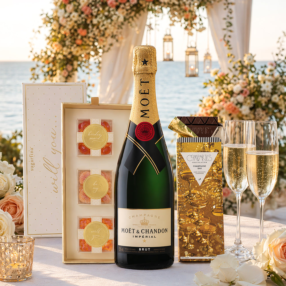 Moët & Chandon Impérial Brut Champagne Luxury Wedding Celebration Gift Set | Bottle Engraving