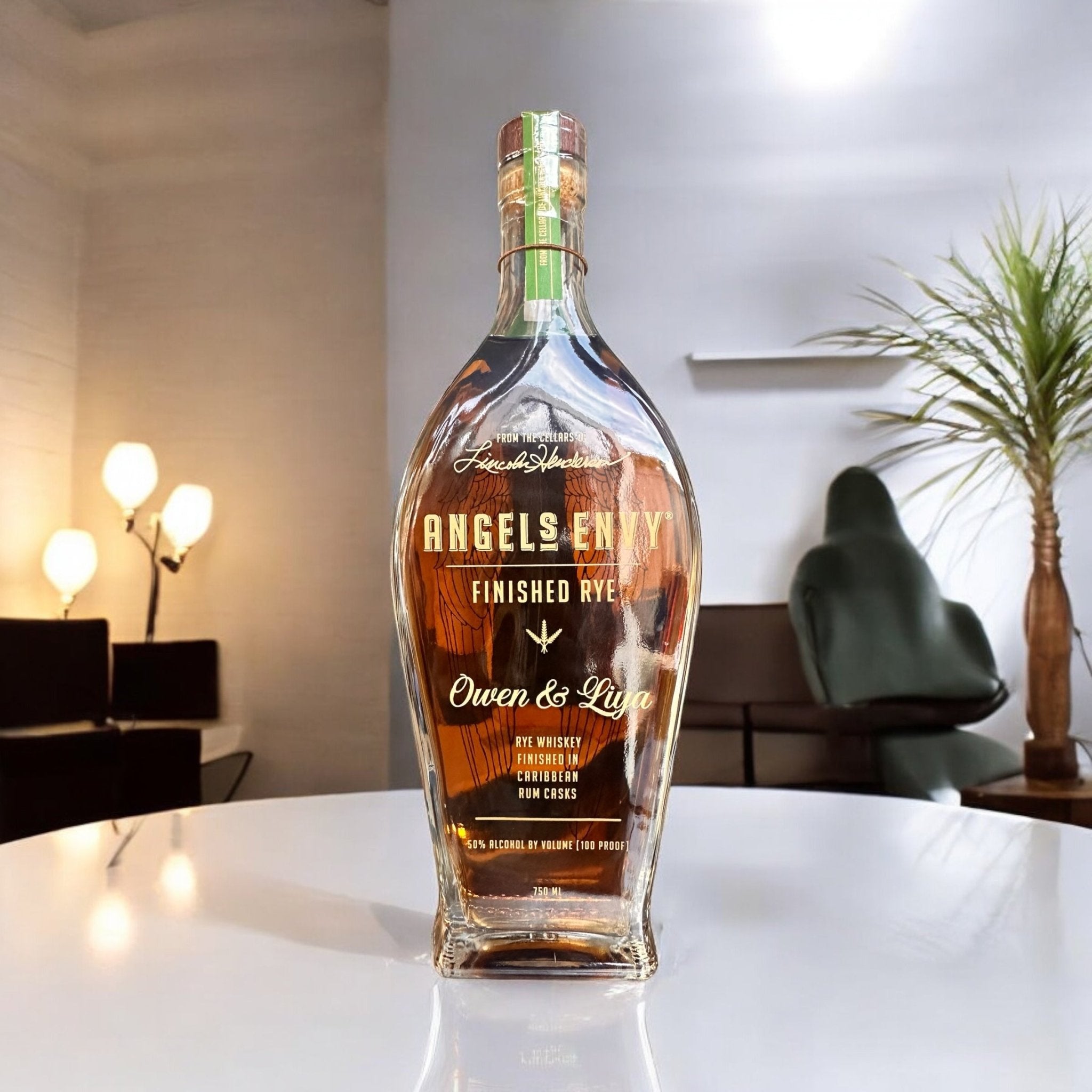 Angel's Envy Rye Whiskey Finished in Caribbean Rum Casks - Bottle Engraving