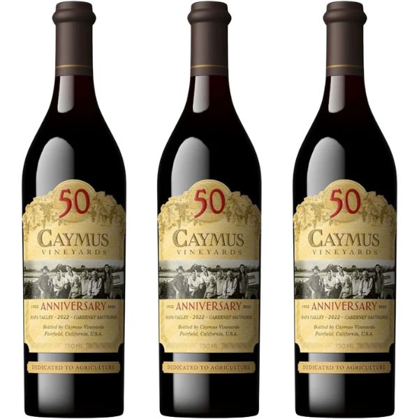 Caymus Cabernet Sauvignon 50th Anniversary, Napa 2022 3pk Bundle - Bottle Engraving