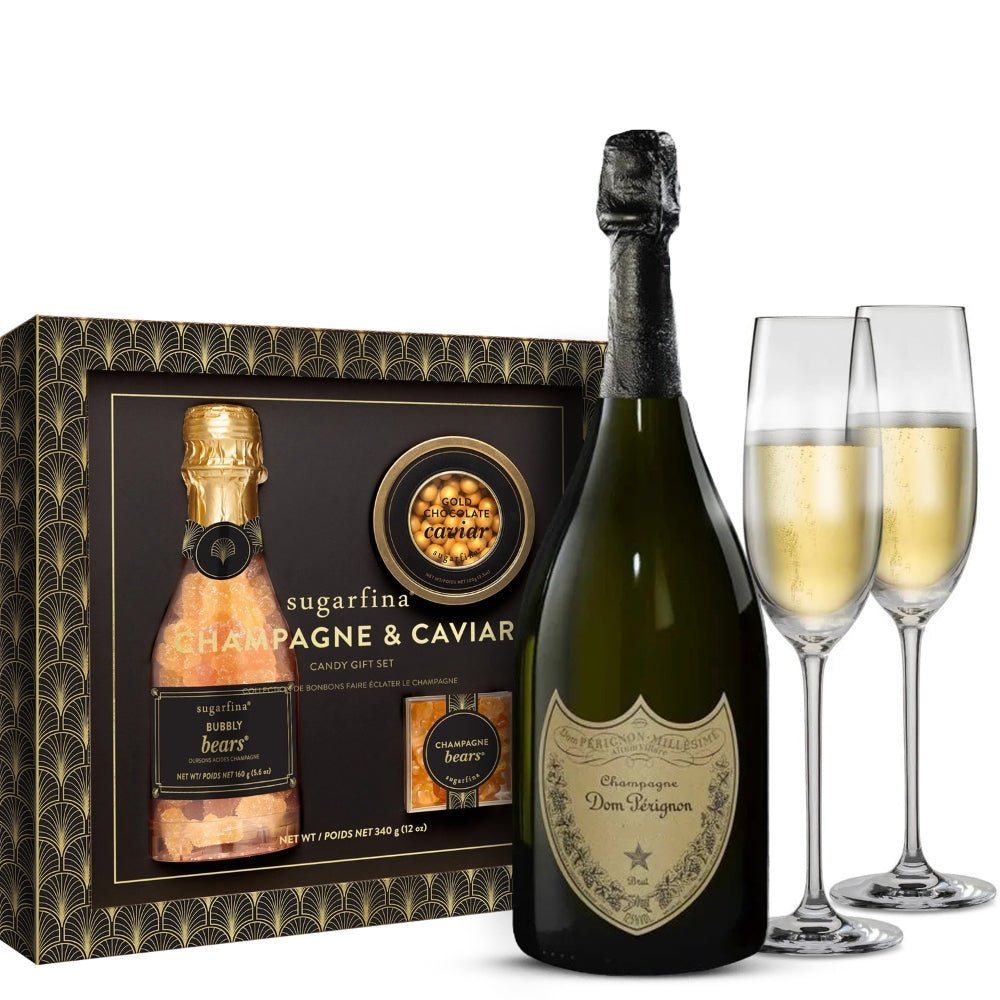 Dom Pérignon Champagne Gift Set with Customizable Flute Sweets and Caviar - Bottle Engraving