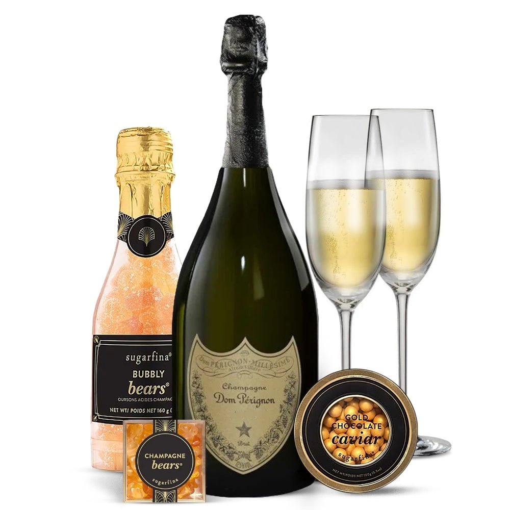 Dom Pérignon Champagne Gift Set with Customizable Flute Sweets and Caviar - Bottle Engraving