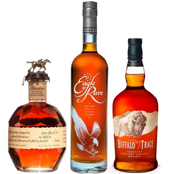 Blanton's Original Single Barrel, Eagle Rare Bourbon, Buffalo Trace Bourbon Whiskey Bundle - Bottle Engraving