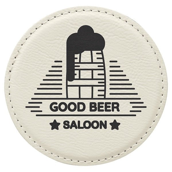 Customizable Round Leatherette Coaster - Bottle Engraving