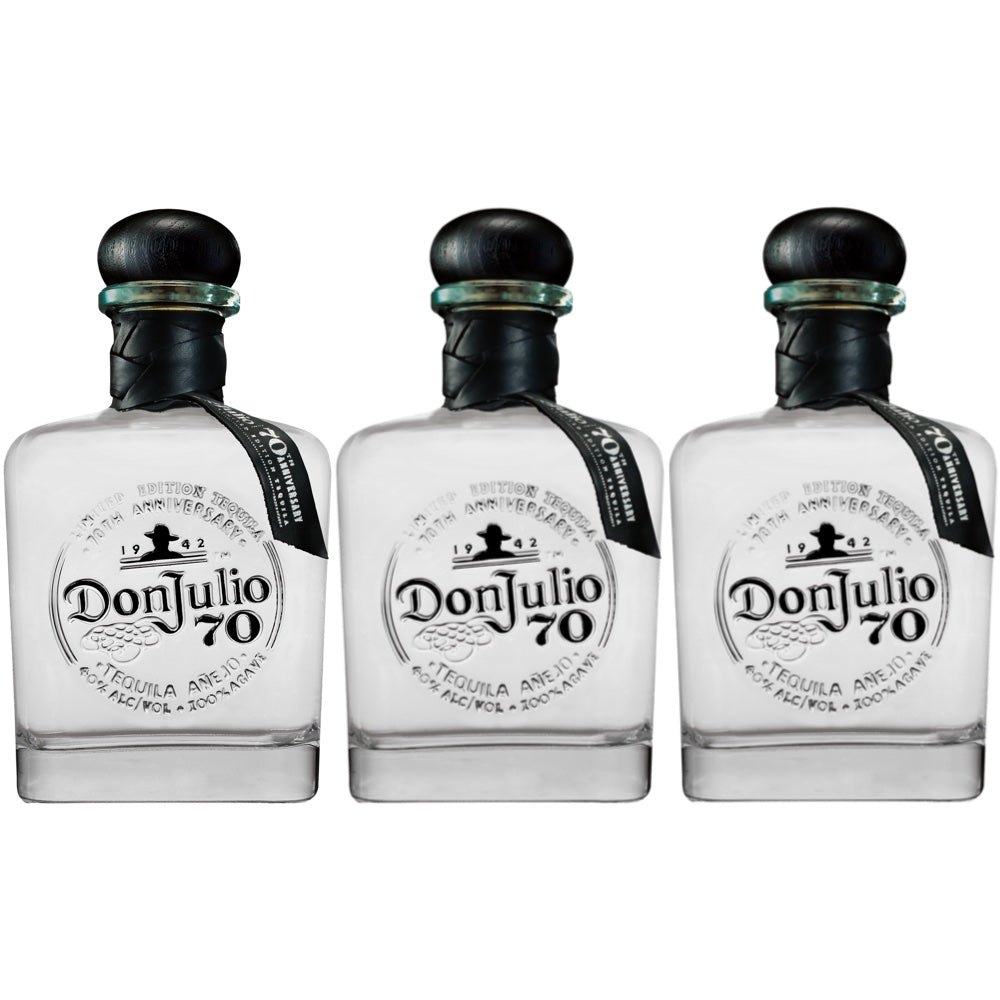 Don Julio 70 Añejo Claro Tequila 3 Bottles Bundle - Bottle Engraving