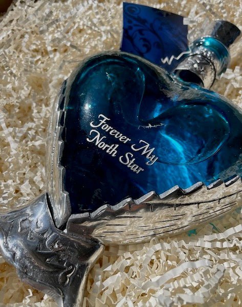 Grand Love Blue Heart Bottle Blanco Tequila - Bottle Engraving