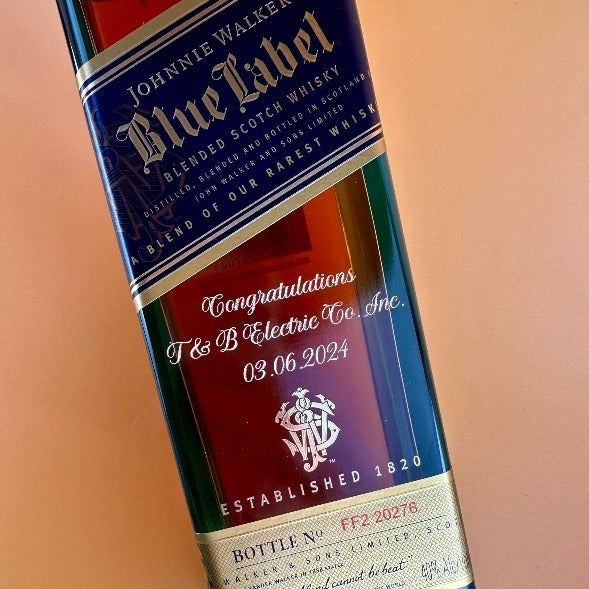 Johnnie Walker Blue Label Blended Scotch Whiskey Gift Set - Bottle Engraving