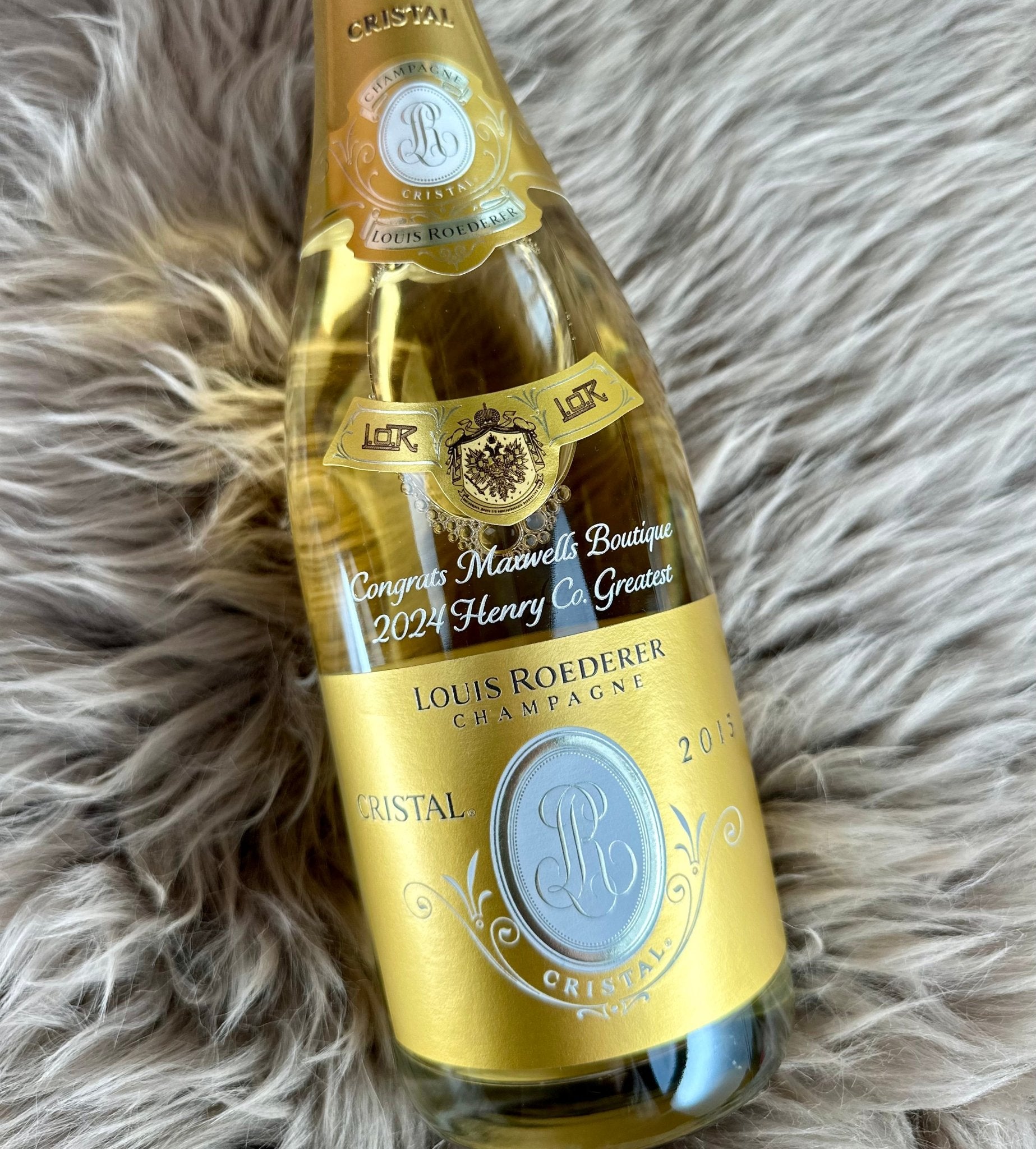 Louis Roederer Cristal Champagne Gift Set with Customizable Flutes and Sweets - Bottle Engraving