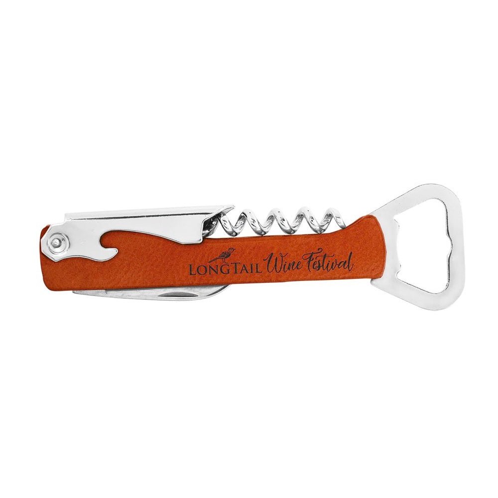 Rawhide Engravable Leatherette Wine Bottle Opener - Bottle Engraving
