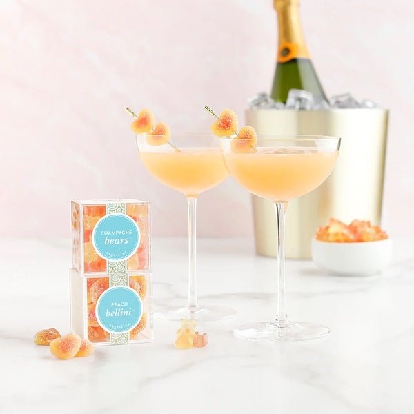 Sugarfina Peach Bellini Gummy Hearts Candy Cube - Bottle Engraving