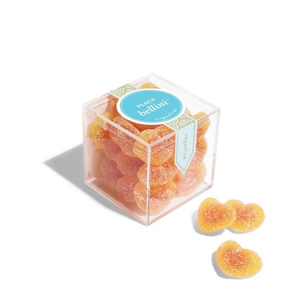 Sugarfina Peach Bellini Gummy Hearts Candy Cube - Bottle Engraving