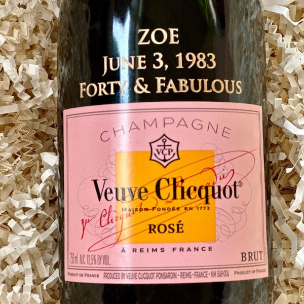 Veuve Clicquot Champagne Gift Set with Engraved Flutes - Bottle Engraving