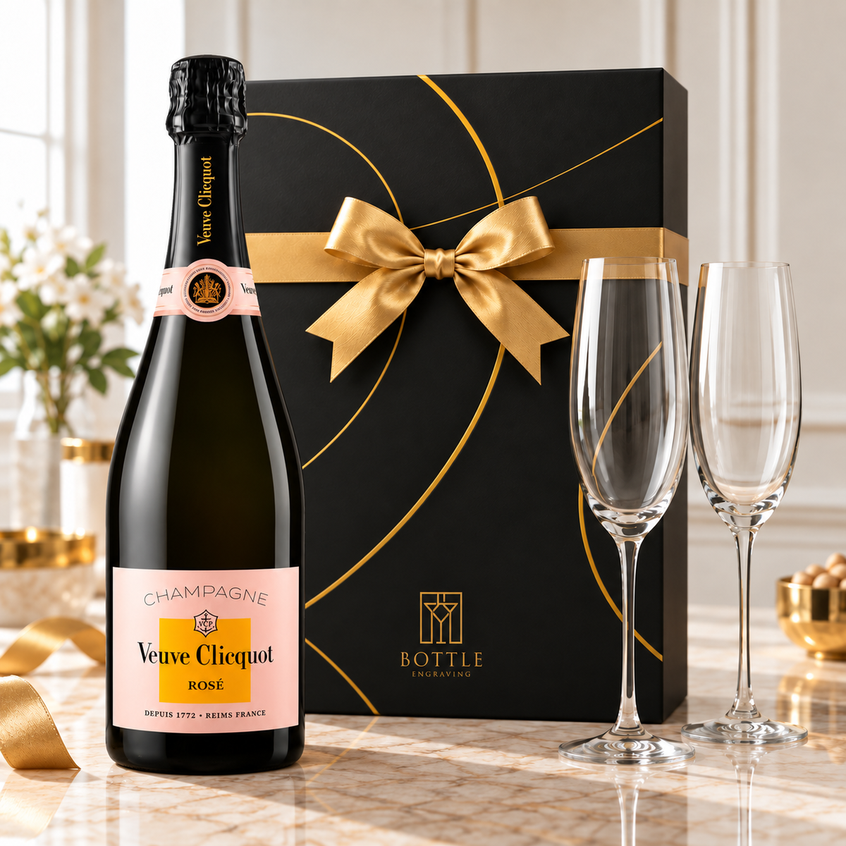 Veuve Clicquot Engraved Flutes – Bottle Engraving