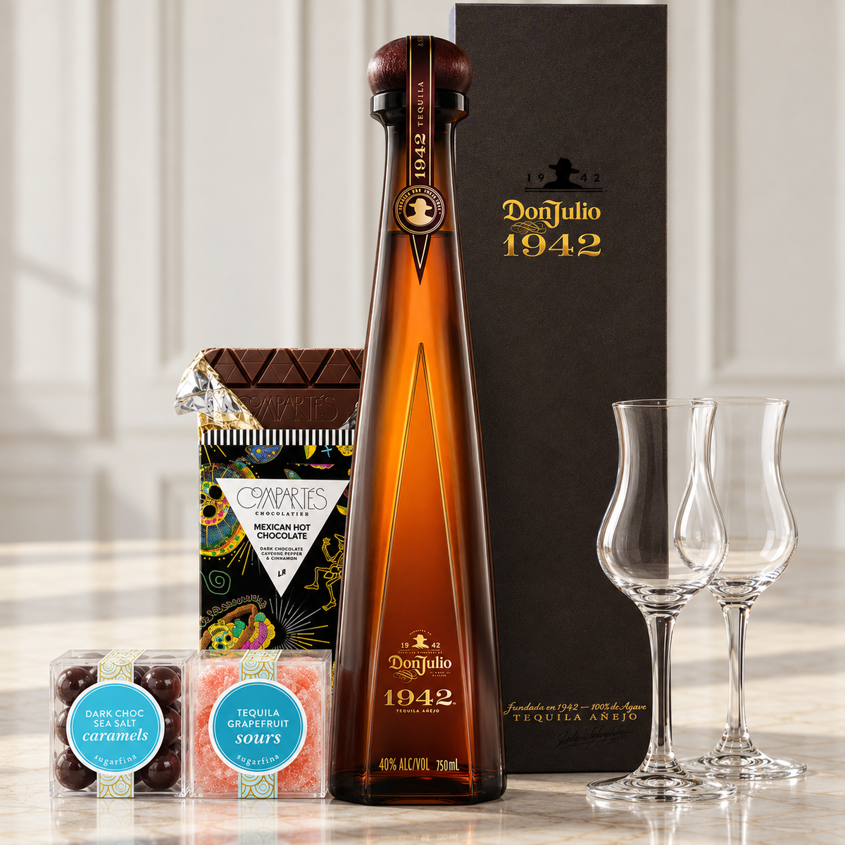 Don Julio Gift Set 1942 Anejo Edition with Glasses, Chocolate and