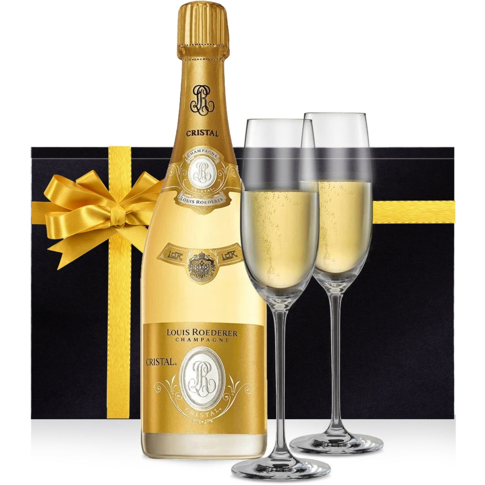 Louis Roederer Cristal Champagne Gift Set with Engraved Flutes - Bottle Engraving