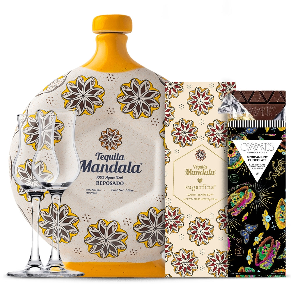 Mandala Reposado & Candy Bento Box Tequila Gift Set With