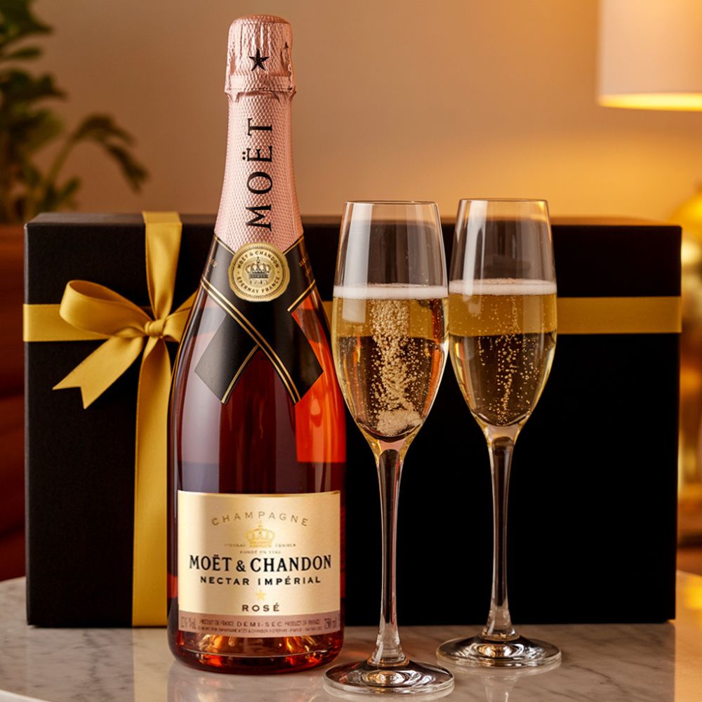 Moët & Chandon Imperial Champagne Gift Set with Personalized Flutes | Bottle Engraving LLC