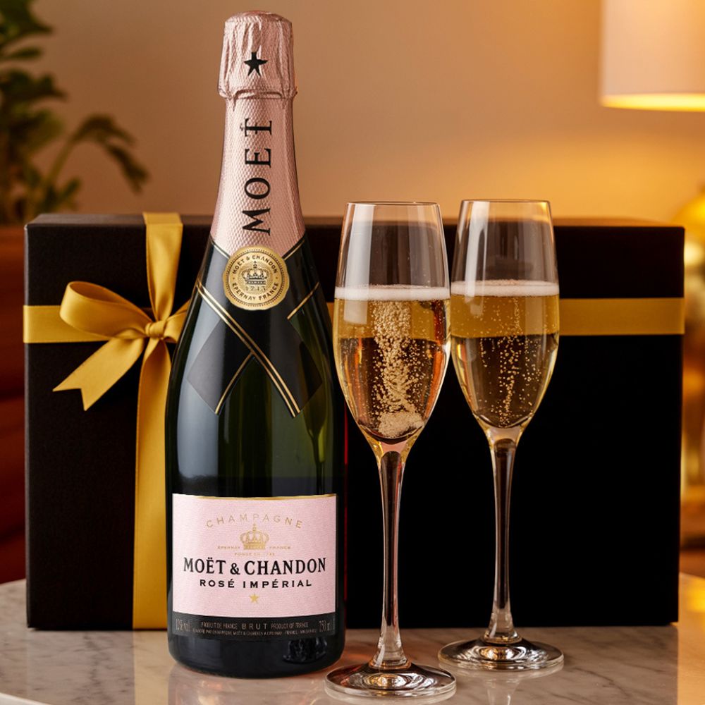 Moët & Chandon Imperial Champagne Gift Set with Personalized Flutes | Bottle Engraving LLC
