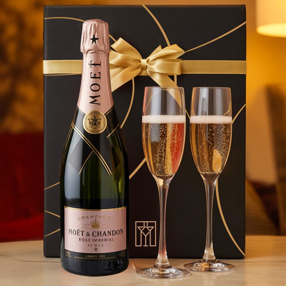 Moët & Chandon Imperial Champagne Gift Set with Personalized Flutes | Bottle Engraving LLC