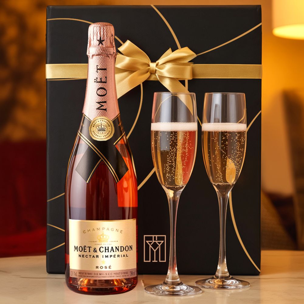 Moët & Chandon Imperial Champagne Gift Set with Personalized Flutes | Bottle Engraving LLC