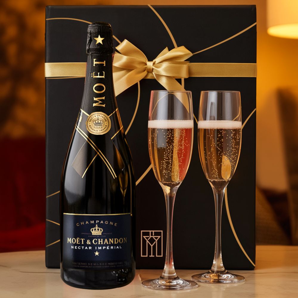 Moët & Chandon Imperial Champagne Gift Set with Personalized Flutes | Bottle Engraving LLC