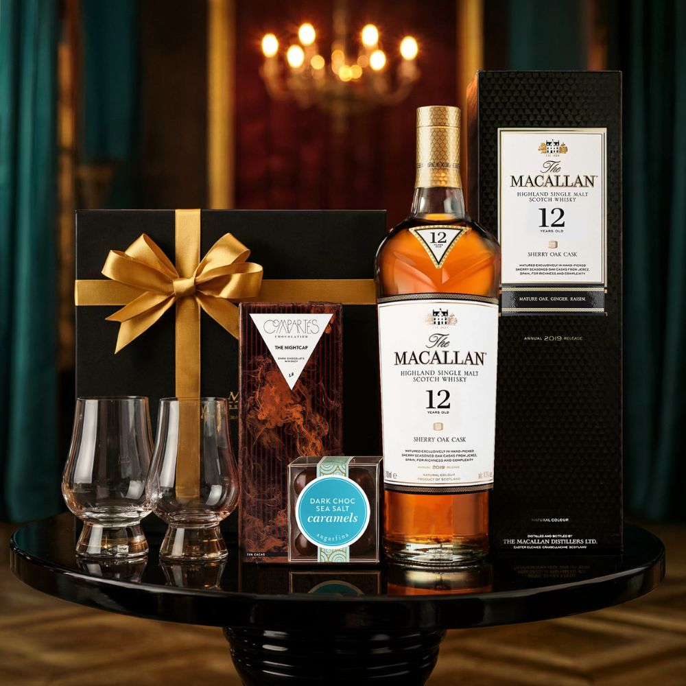 The Macallan Highland Single Malt Scotch Whiskey Gift Set | Bottle Engraving LLC