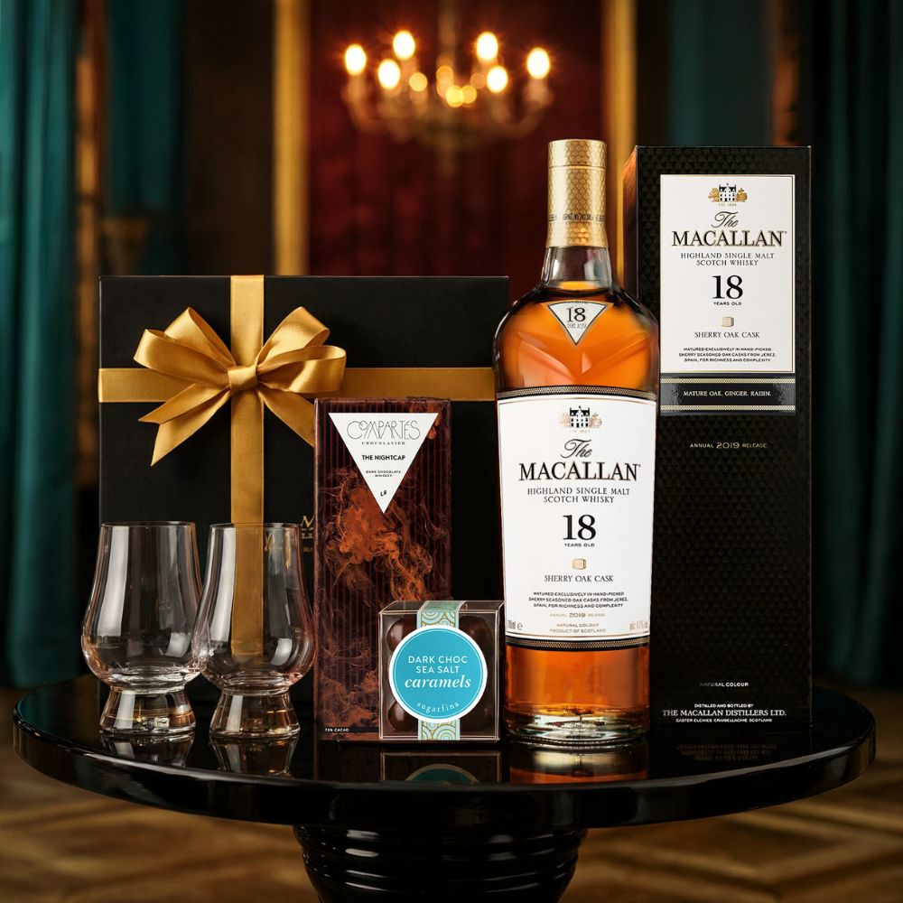 The Macallan Highland Single Malt Scotch Whiskey Gift Set | Bottle Engraving LLC