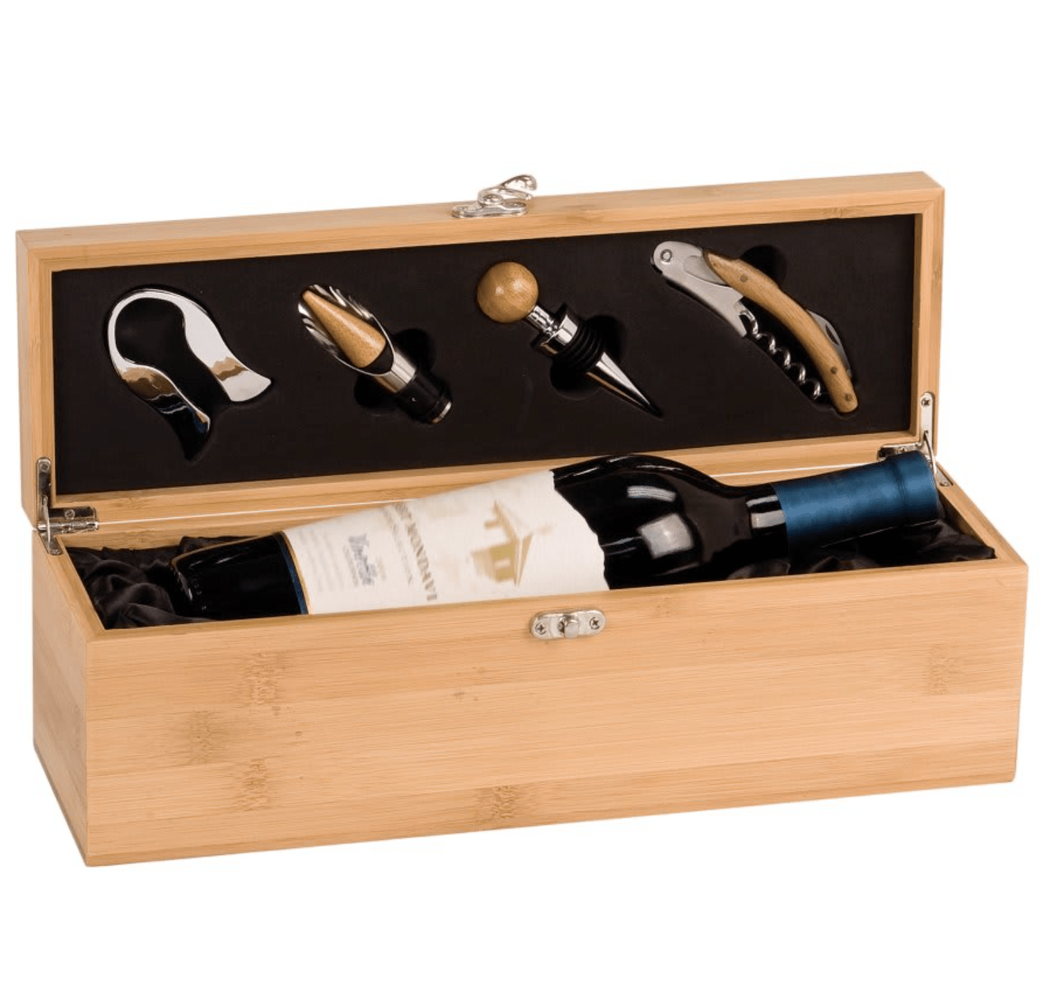 Bamboo Single Wine Gift Box with Tools - Bottle Engraving