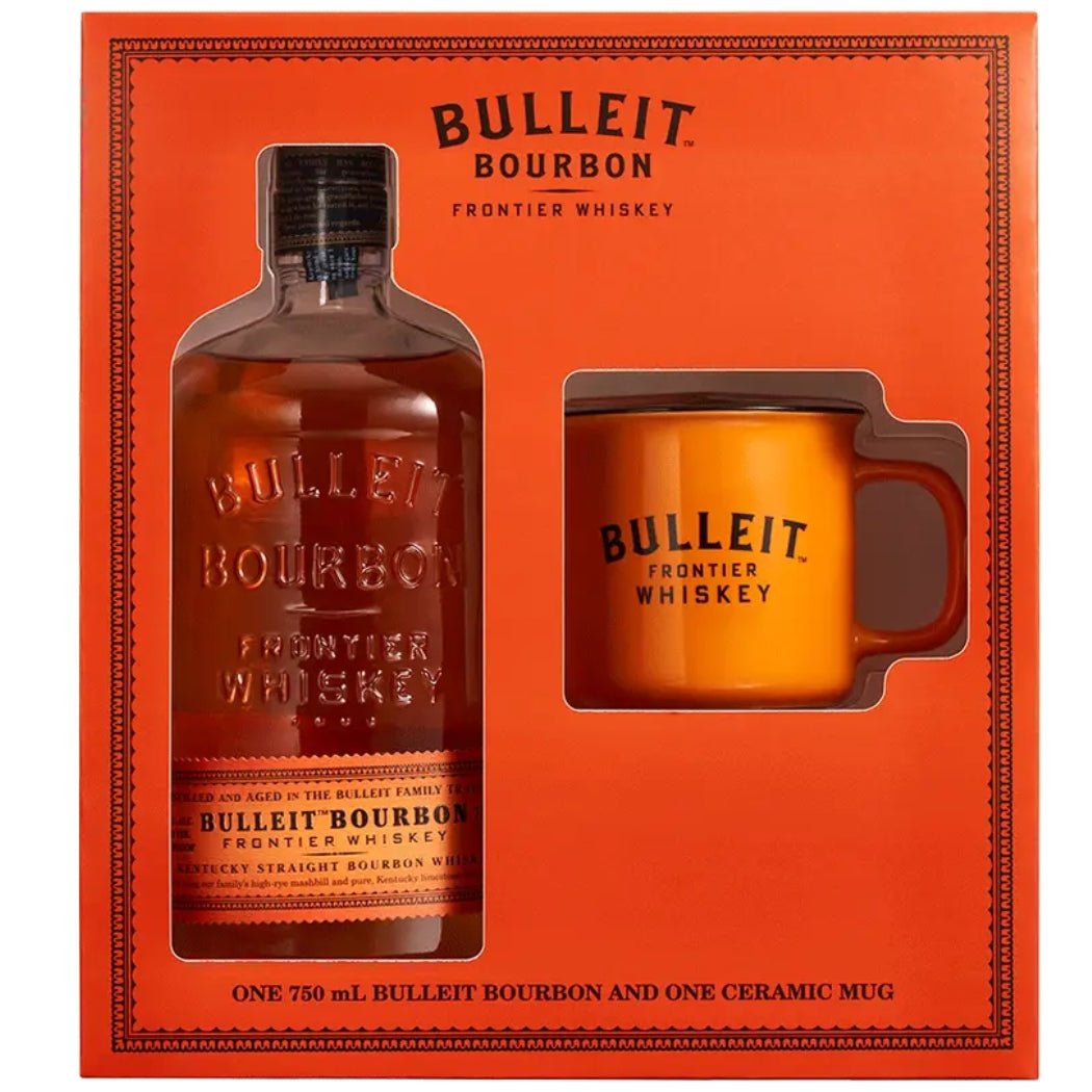 Bulleit Bourbon Whiskey Bottle with a Branded Ceramic Mug Gift Set - Bottle Engraving