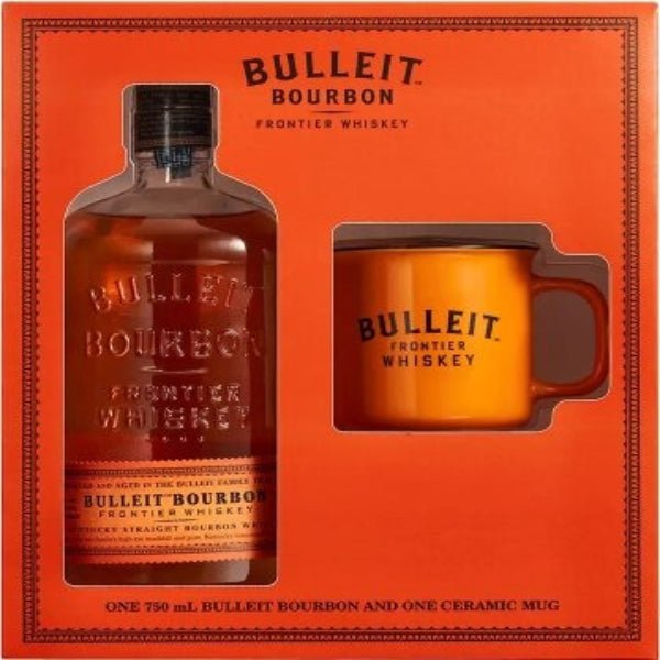 Bulleit Bourbon Whiskey Bottle with a Branded Ceramic Mug Gift Set - Bottle Engraving