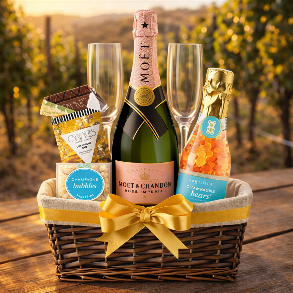 MOËT & CHANDON シャンパンセット 誕生日用　おまけ付き Moët & Chandon Gift Basket – Bottle Engraving