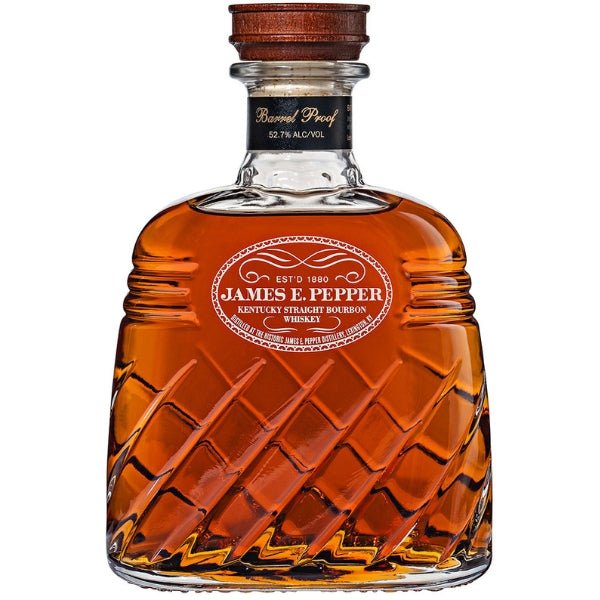 James E. Pepper Decanter Barrel Proof Straight Bourbon Whiskey - Bottle Engraving