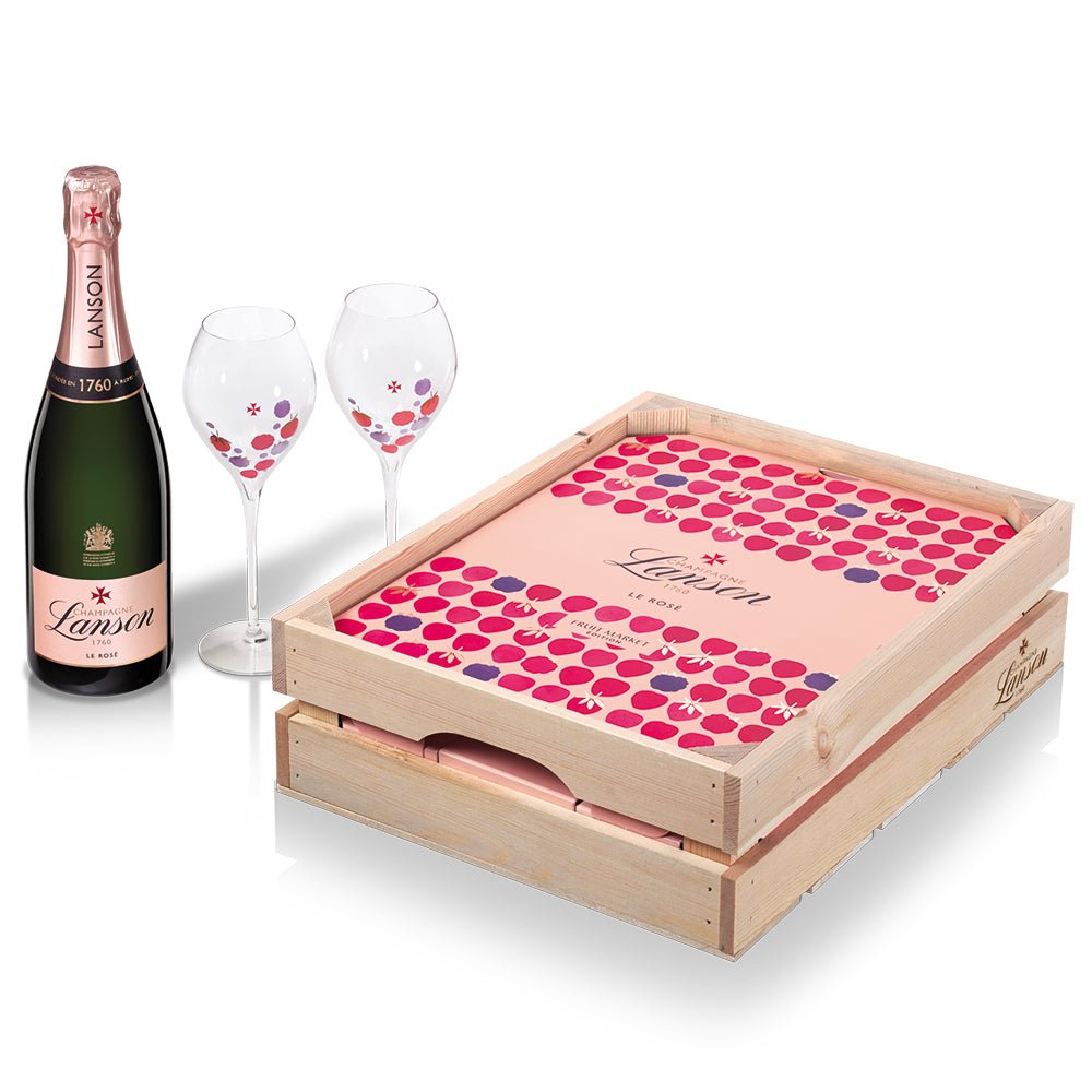 Lanson le Rose Fruit Market Gift Set With 2 Glasses - Bottle Engraving