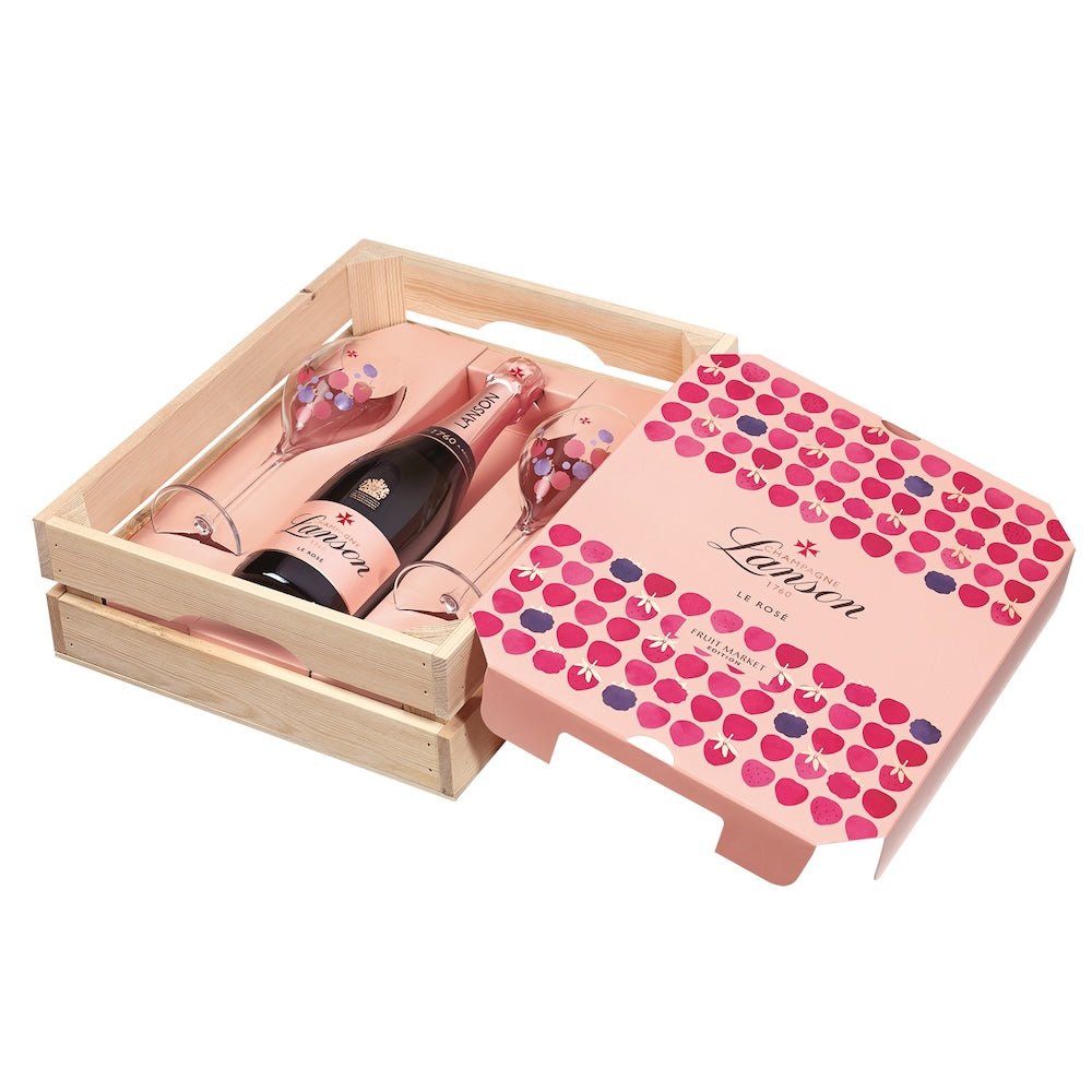 Lanson le Rose Fruit Market Gift Set With 2 Glasses - Bottle Engraving