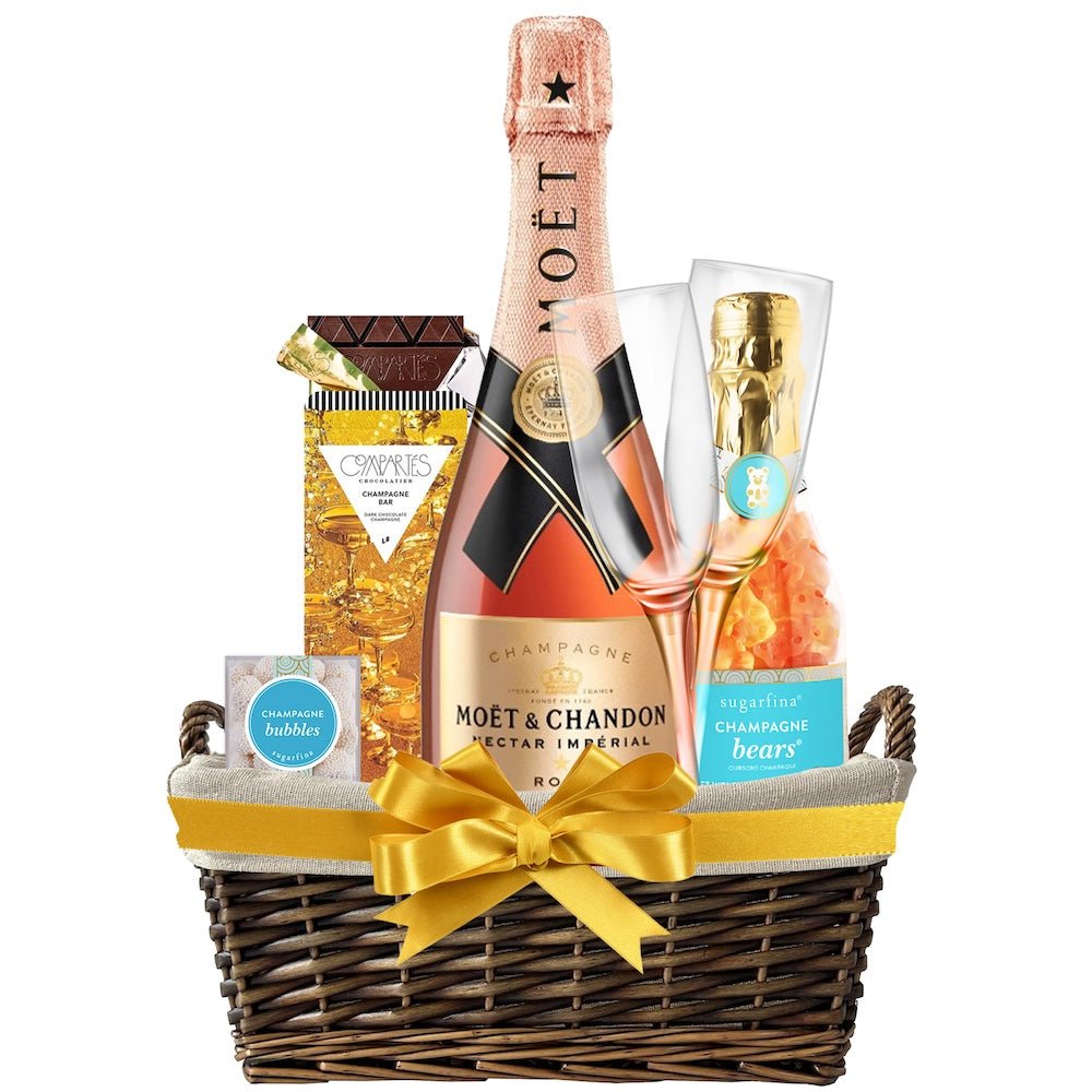 Moët & Chandon Champagne Gift Basket with Customizable Flutes - Bottle Engraving