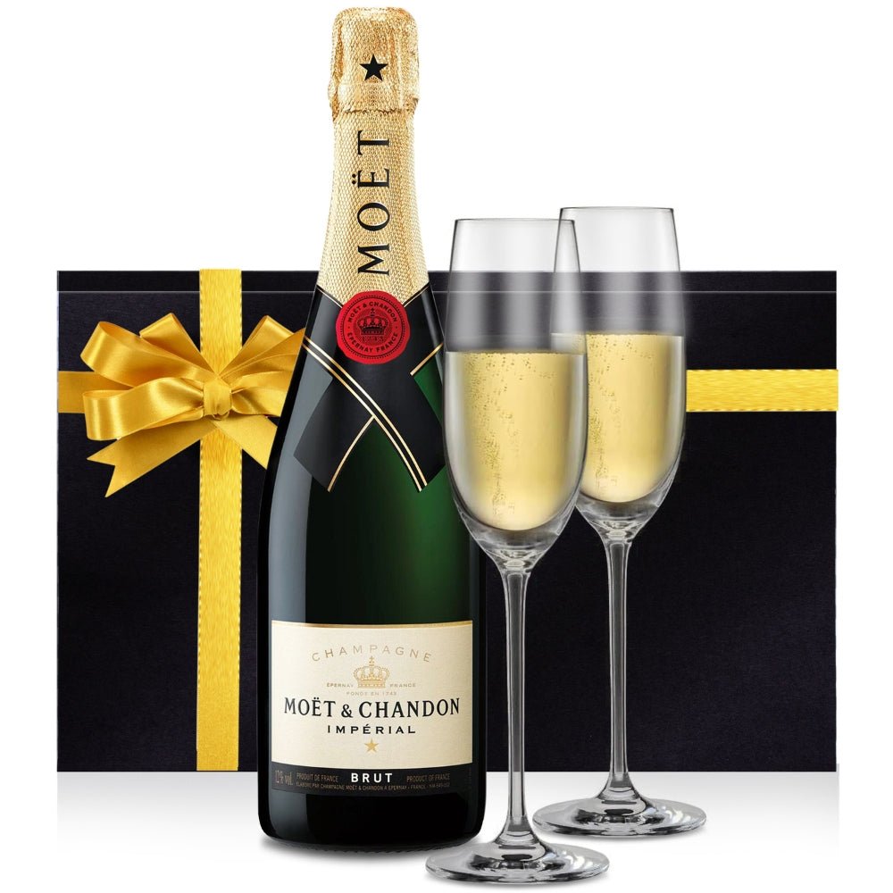 Moët & Chandon Imperial Champagne Gift Set with Personalized Flutes - Bottle Engraving