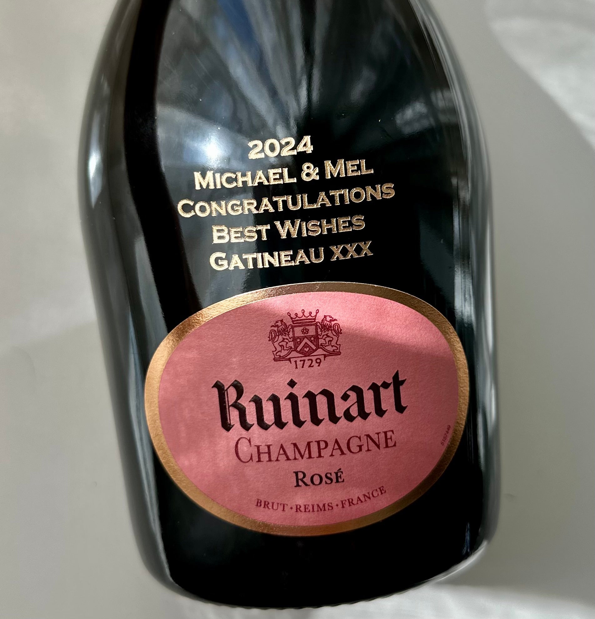 Ruinart Rosé Brut Champagne - Bottle Engraving