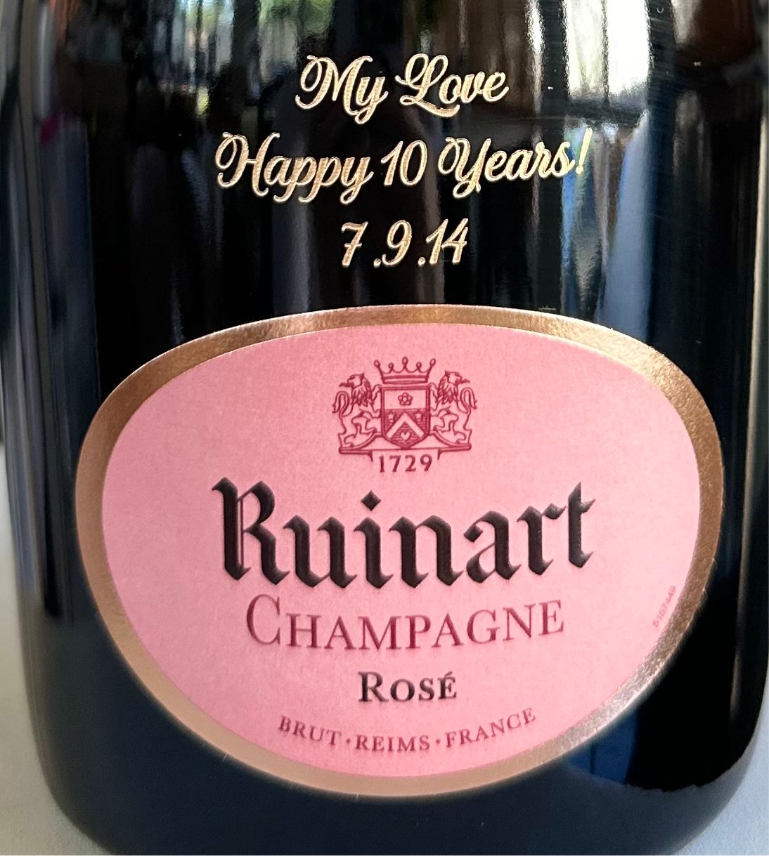 Ruinart Rosé Brut Champagne - Bottle Engraving