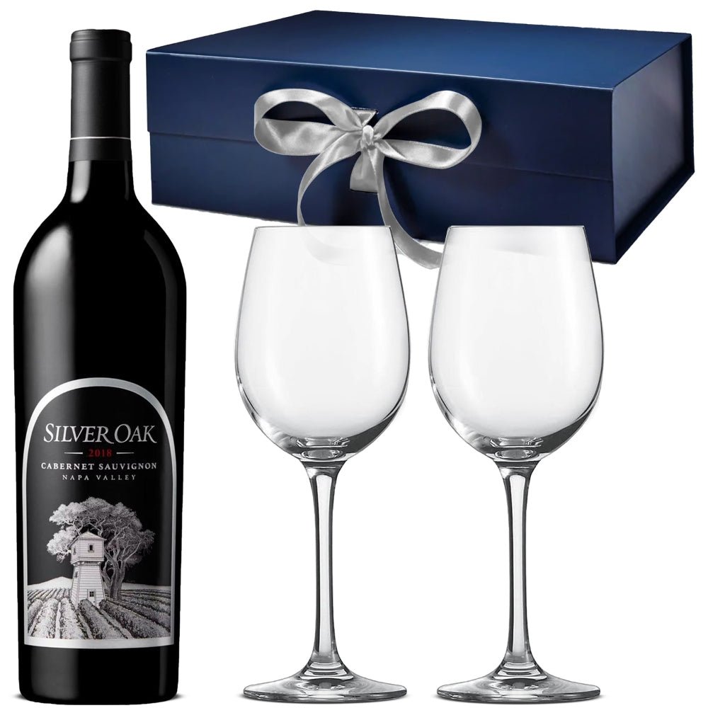 Silver Oak Napa Valley Cabernet Sauvignon Gift Set with Free Wine Glasses Engraving - Bottle Engraving