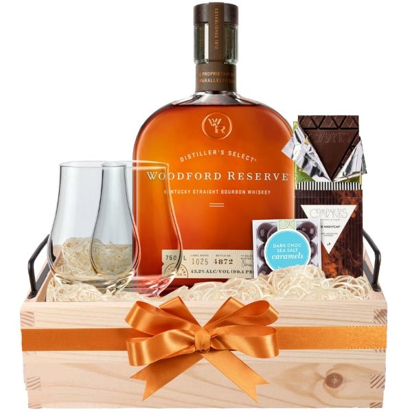 Woodford Reserve Whiskey Gift Basket - Bottle Engraving