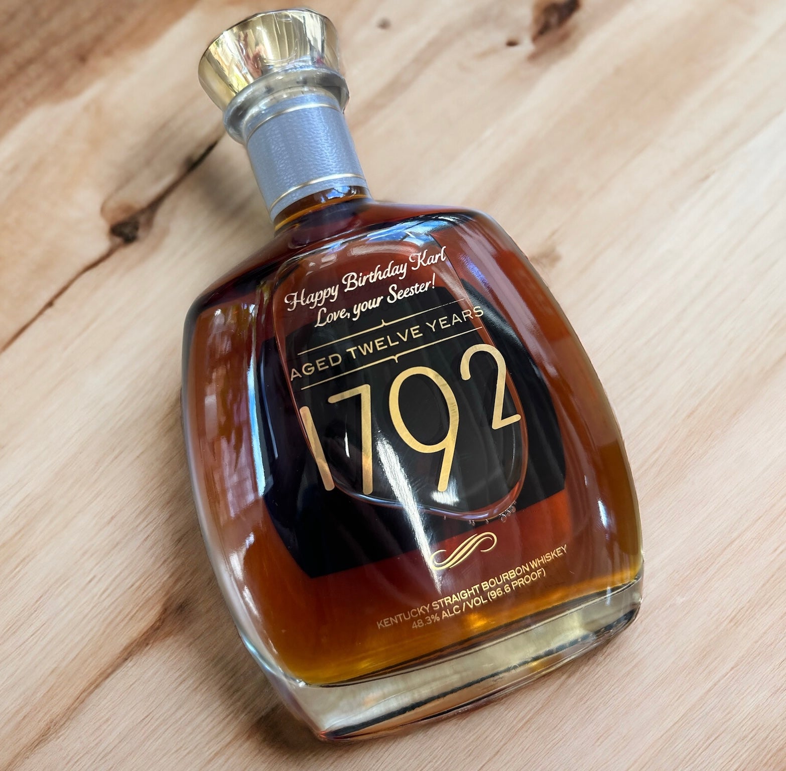 1792 Single Barrel Kentucky Straight Bourbon Whiskey - Bottle Engraving