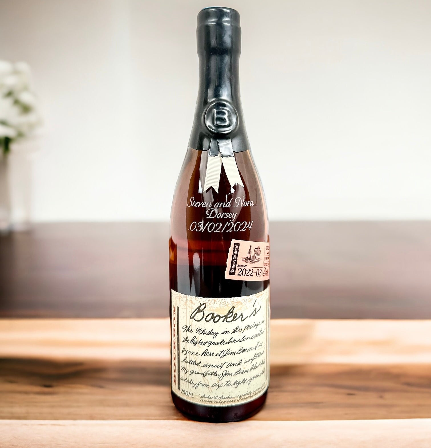 Booker's 30th Anniversary Limited Edition Kentucky Bourbon Whiskey - Bottle Engraving
