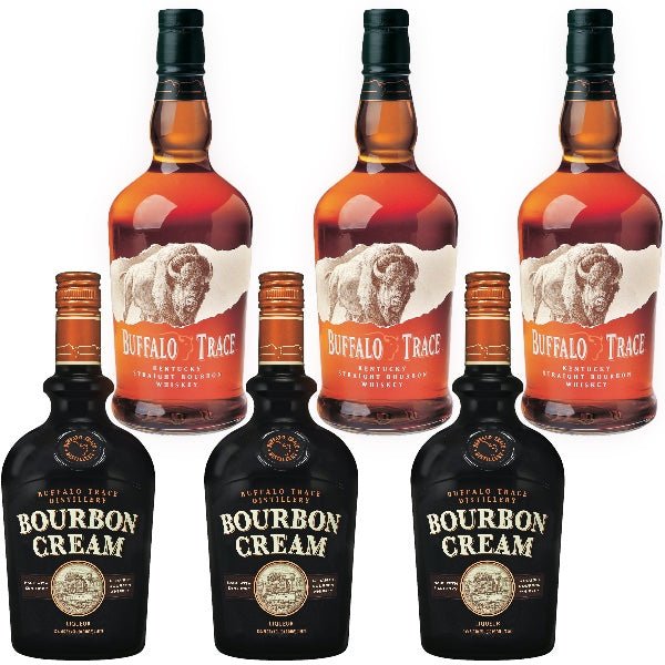 Buffalo Trace Bourbon Whiskey and Bourbon Cream Liqueur 6pk Bundle - Bottle Engraving