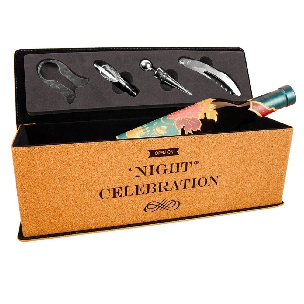 Cork Engravable Single Wine Box with Tools - Bottle Engraving